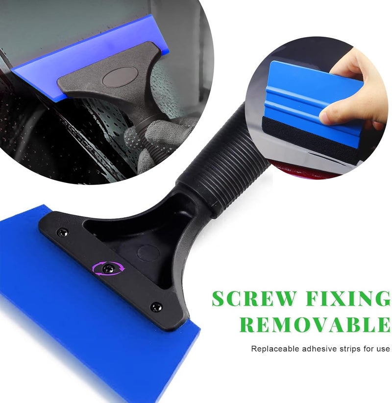 Yourkar 2 PCS Window Tint Kit Tools, Professional Vinyl Wrap Kit with Plastic Squeegee & Felt Squeegee, Universal Privacy Film Installation Tint Tools for Vehicle Glass Home (Blue) - Image 3